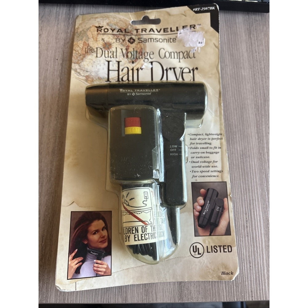 Royal Traveller By Samsonite Hair Dryer Dual Voltage Compact RT-2987BK New Tiny